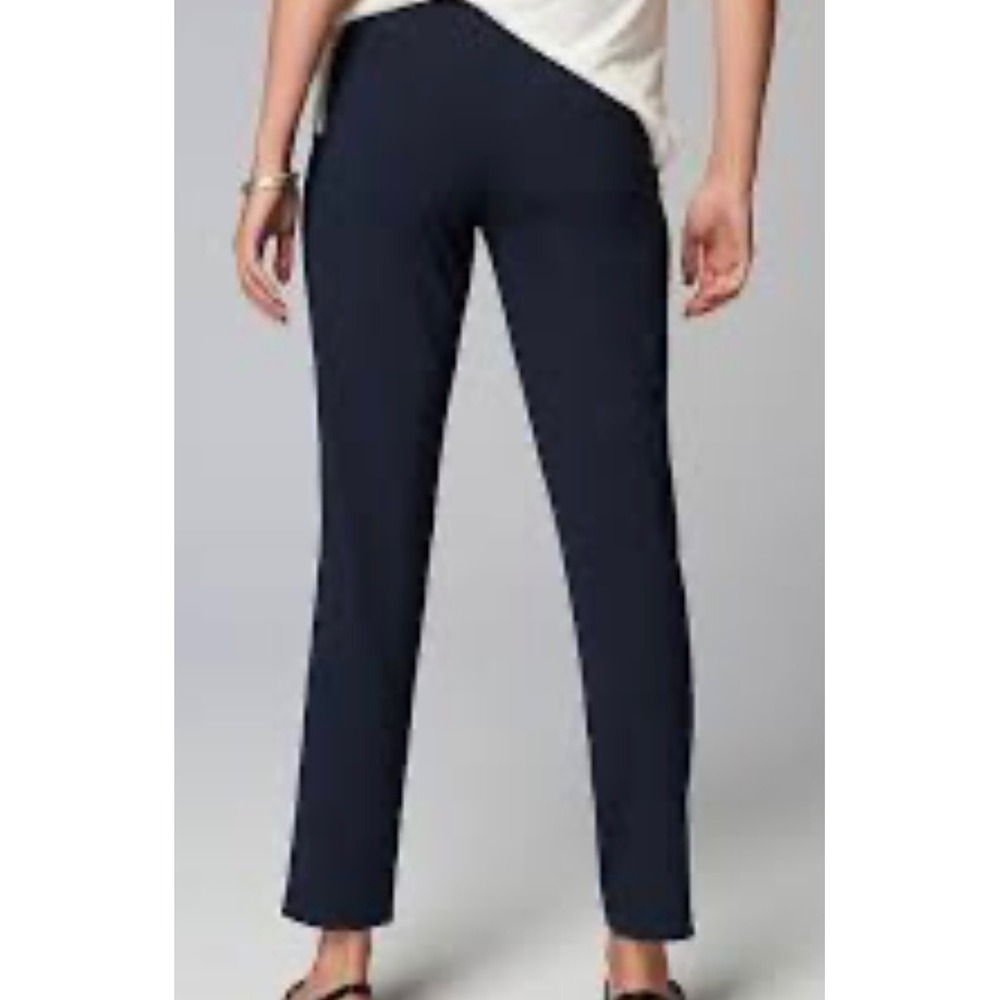 J. Jill Navy Ponte Slim Leg Pants Flat Front Elastic Waist Center Seam Size M
